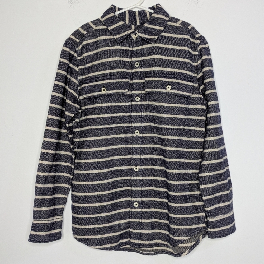 NWT Tucker & Tate Blue White Striped Soft Cotton Button Up Long Sleeve Shirt 7/8